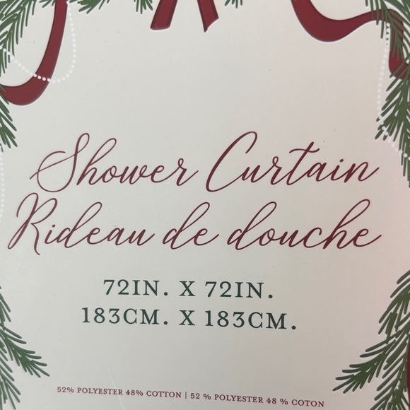 Festive Dog Print Shower Curtain - White and Brown - Picture 3 of 5